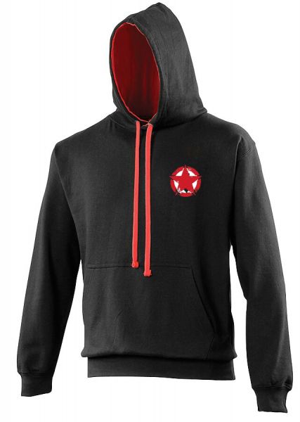 Lean and Mean Fitness Varsity Hooded Top (Jet Black & Fire Red) AWDis (JH003)