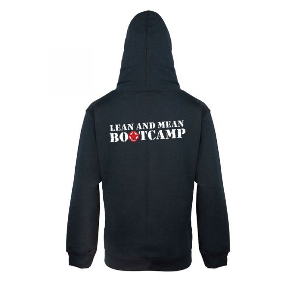 Lean and Mean Bootcamp Varsity Hooded Top (Jet Black & Fire Red) AWDis (JH003)