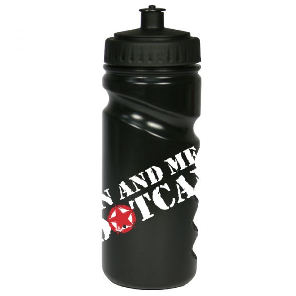 Lean and Mean Bootcamp 500ml (Black) Finger Grip Sports Bottle - Push Pull Cap