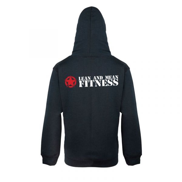 Lean and Mean Fitness Varsity Hooded Top (Jet Black & Fire Red) AWDis (JH003)