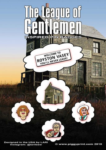 Limited Edition 'Enamel Filled' Die Cast Metal Pin Badge Set - League of Gentlemen Inspired!